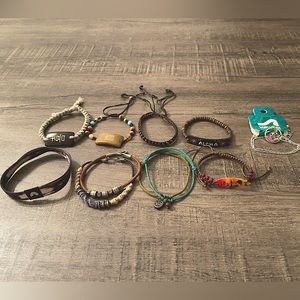 Beach Boho Bead/Wood/Stone/Leather/Textile Bracelet & Necklace Set